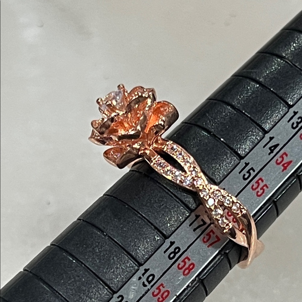 Rose Gold Floral CZ Ring - Picture 8 of 8